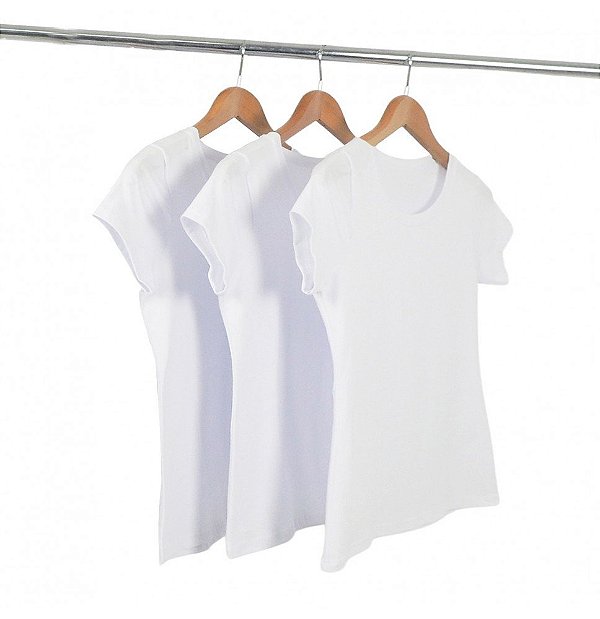 Kit 3 Baby Look Algodão Branca Premium Basic
