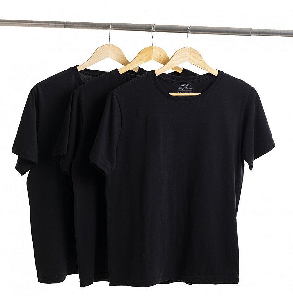 Kit 3 Camisetas Algodão Preta Premium