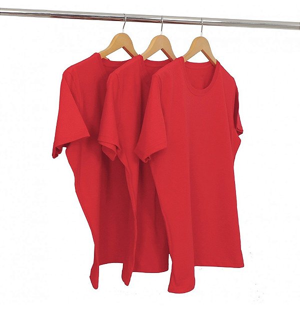 Kit 3 Camisetas Algodão Vermelha Premium