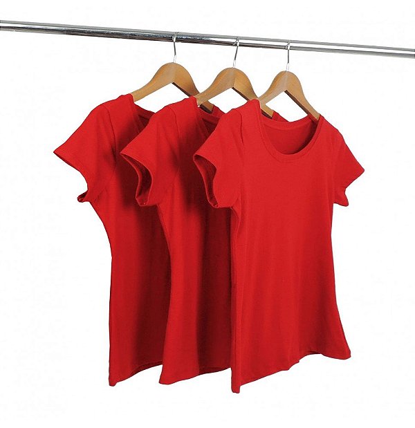 Kit 3 Baby Look Algodão Vermelha Premium Basic