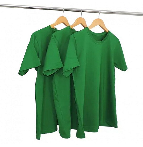 Kit 3 Camisetas Algodão Verde Bandeira Premium