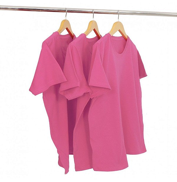 Kit 3 Camisetas Algodão Rosa Pink Premium