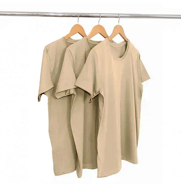 Kit 3 Camisetas Algodão Kaki Premium