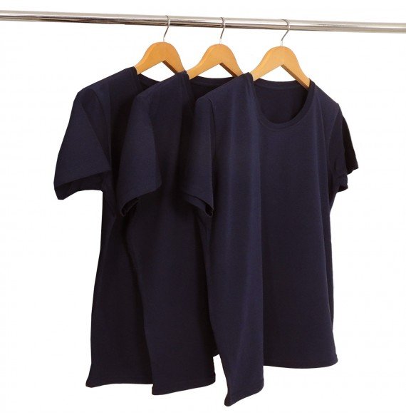 Kit 3 Camisetas Algodão Azul Marinho Premium