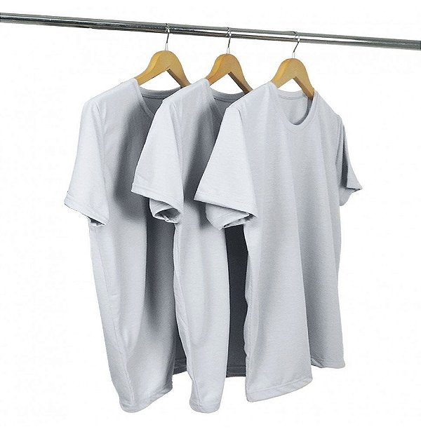 Kit 3 Camisetas Algodão Cinza Prata Premium