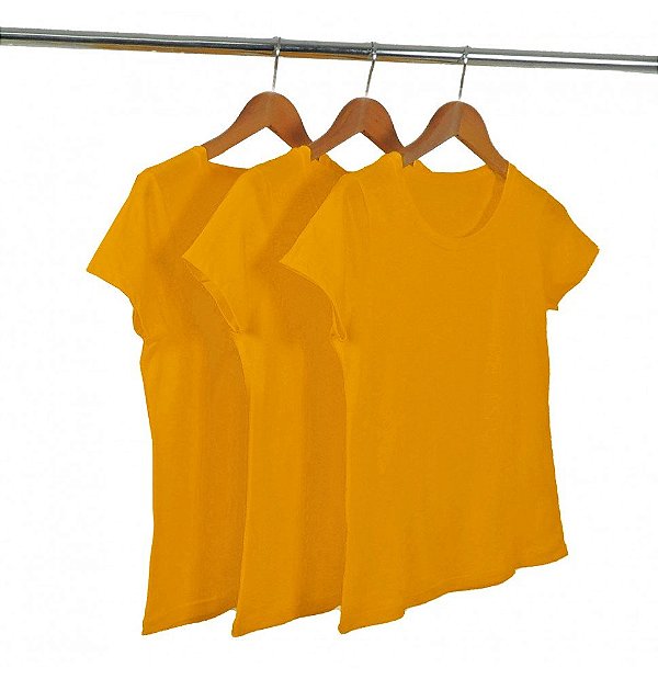 Kit 3 Baby Look Algodão Laranja Premium Basic