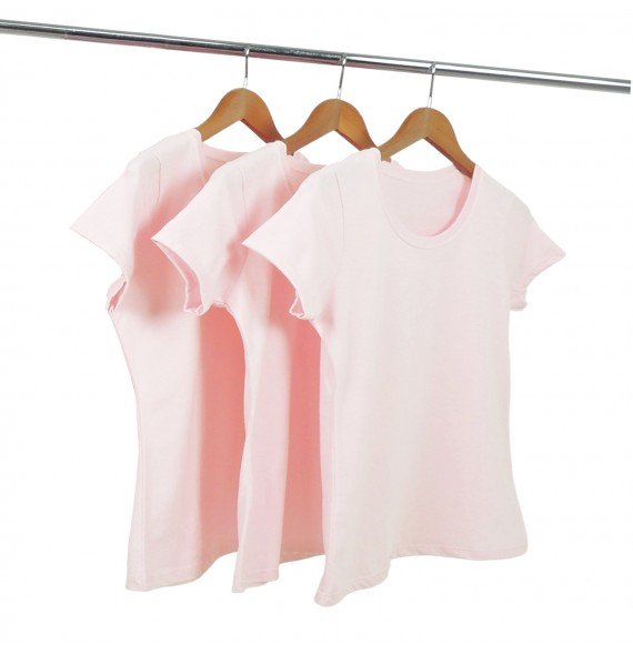 Kit 3 Baby Look Algodão Rosa Claro Premium Basic