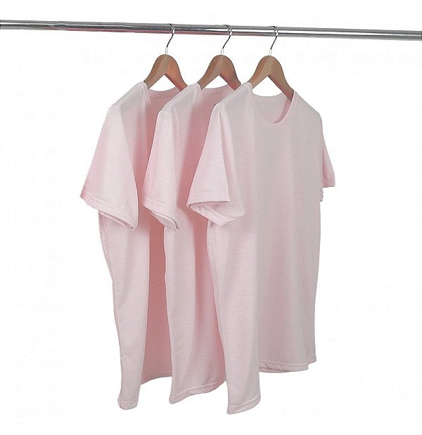 Kit 3 Camisetas Algodão Rosa Claro Premium