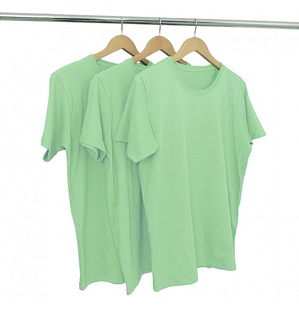 Kit 3 Camisetas Algodão Hortelã Premium