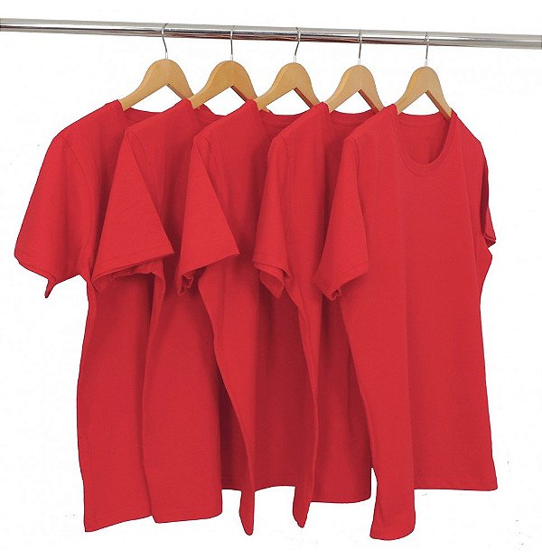 Kit 5 Camisetas Algodão Vermelho Premium