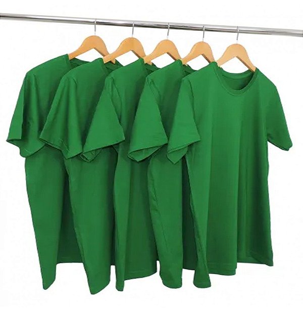 Kit 5 Camisetas Algodão Verde Bandeira Premium