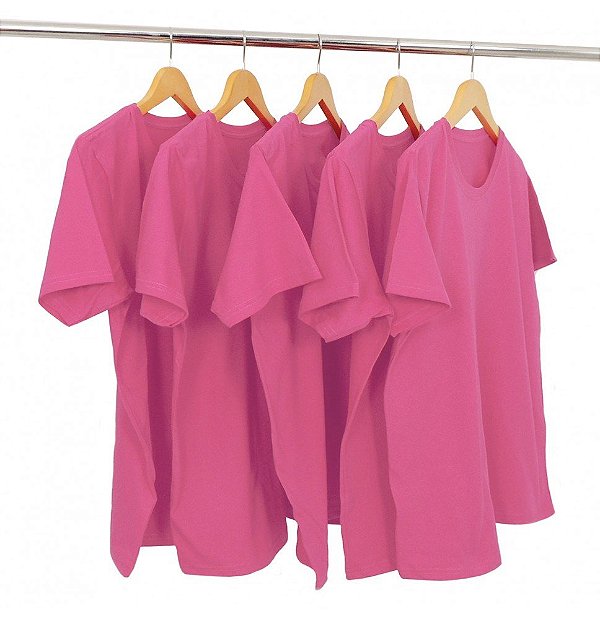 Kit 5 Camisetas Algodão Rosa Pink Premium