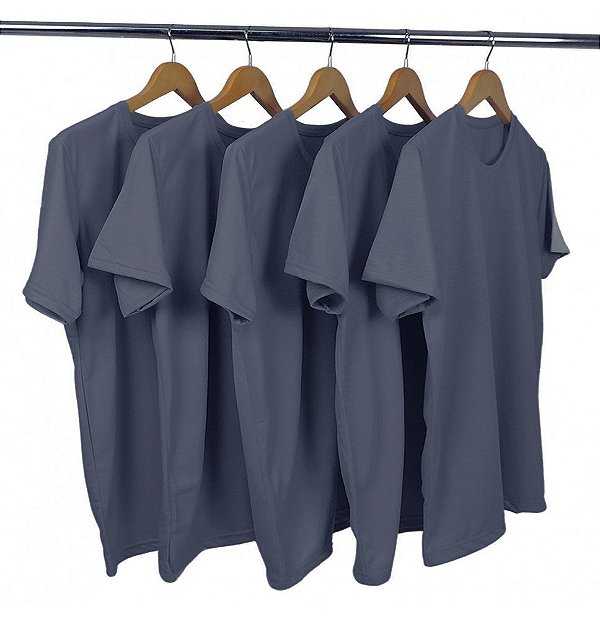 Kit 5 Camisetas Algodão Cinza Chumbo Premium
