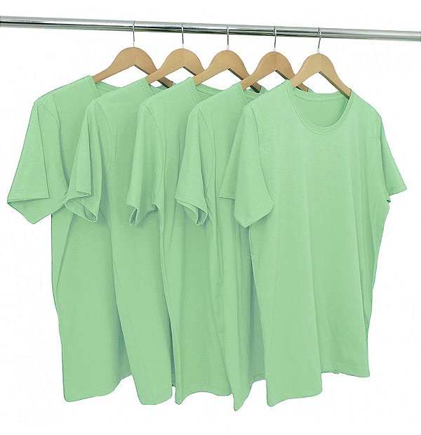 Kit 5 Camisetas Algodão Hortelã Premium