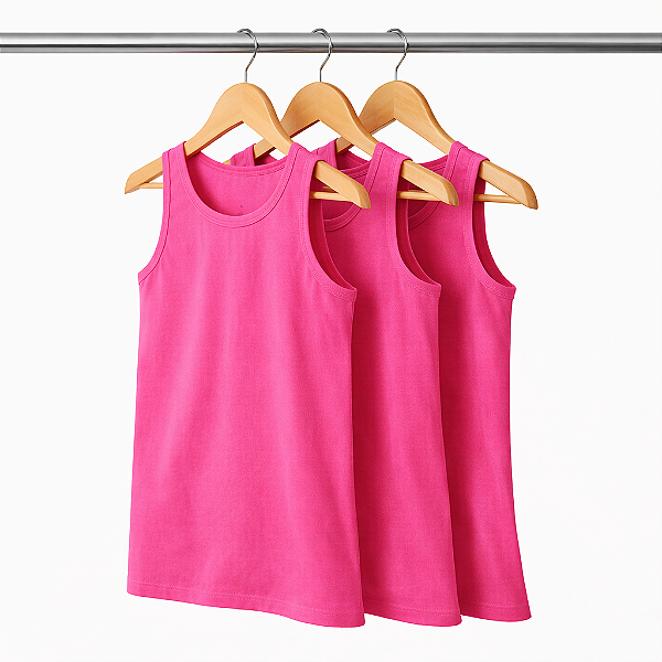 Kit 3 Regatas Rosa Pink Masculina Algodão Premium