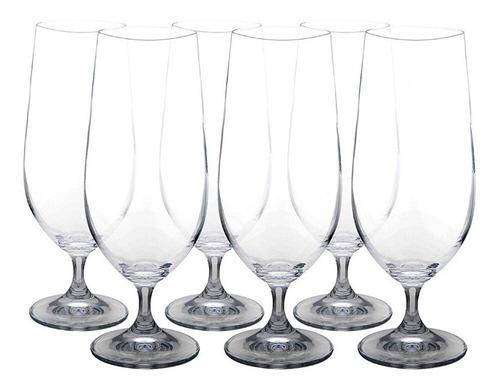 Jogo com 6 taças para cerveja  cristal Bohemia