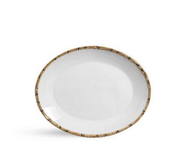 Travessa funda cerâmica bambu M
