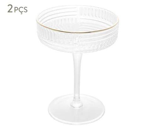 Taça coupe com borda dourada