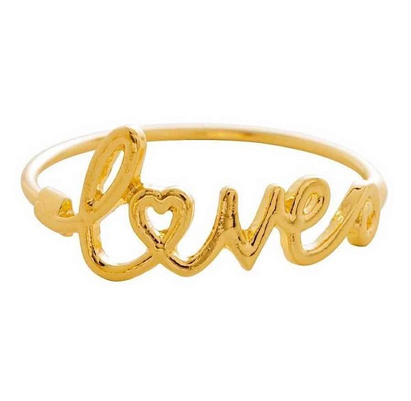 Porta  guardanapo love em metal dourado