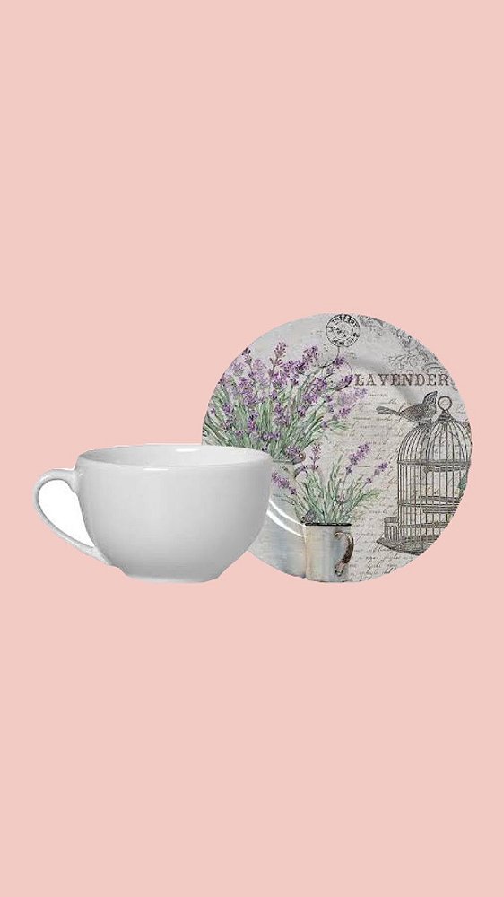 Xícara para chá linha lavanda
