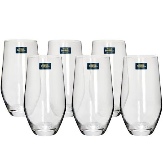 Copos long drink Tumbler Glass Collection Cecilia cristal Bohemia - cj. 06 peças