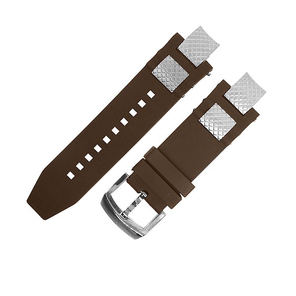 Pulseira para Relógio Compatível com  Invicta Noma 3 Completa - Marrom e Prata
