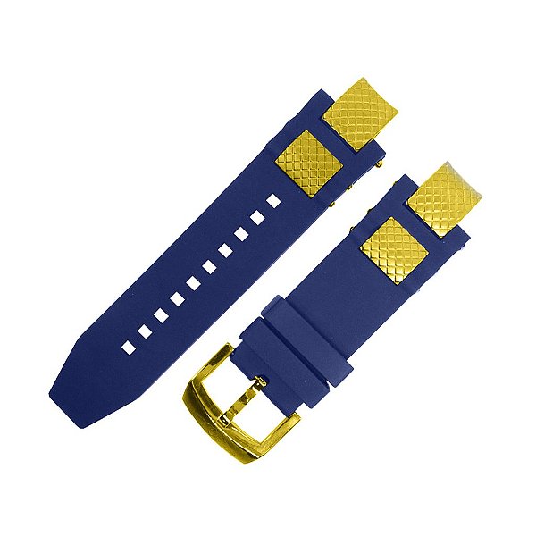 Pulseira para Relógio Compatível com Invicta Noma 3 Completa - Azul e Dourado