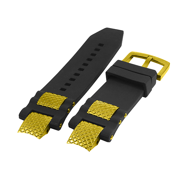 Pulseira para Relógio Compatível com Invicta Noma 3 Completa - Preto e Dourado