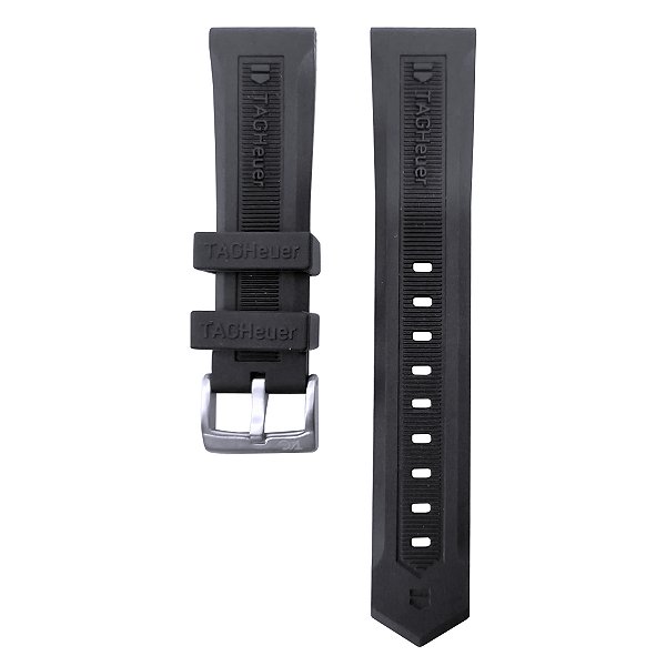 Pulseira para Relógio Compatível com Tag Heuer Aquaracer CAF1110 em Silicone Preto 20mm Completa com Fivela