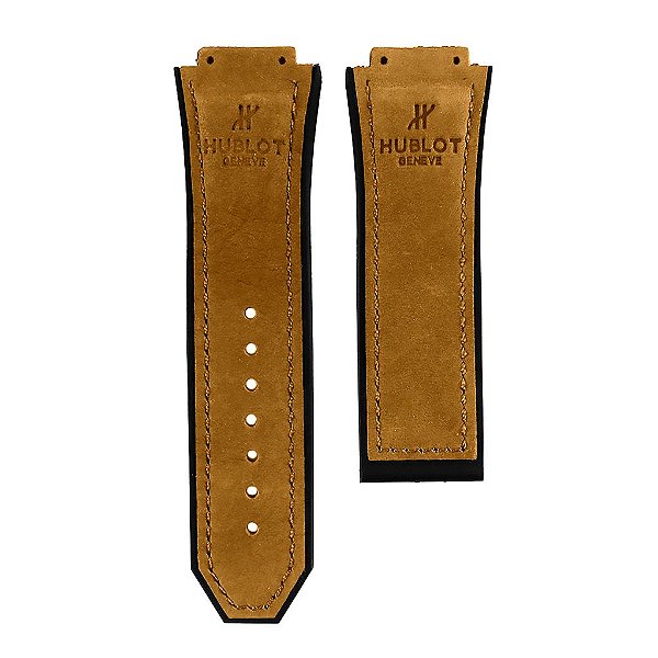 Pulseira para Relógio Compatível com Hublot King Power Camurça Marrom com Costura Marrom