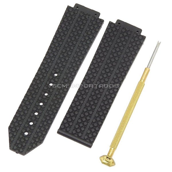 Pulseira para Relógio Compatível com Hublot Big Bang Pneu Preto + Chave H