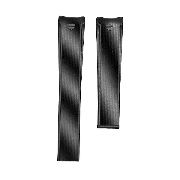 Pulseira para Relógio Compatível com Tag Heuer Riscadinha Em Silicone Preto 24mm/ Fivela 20mm
