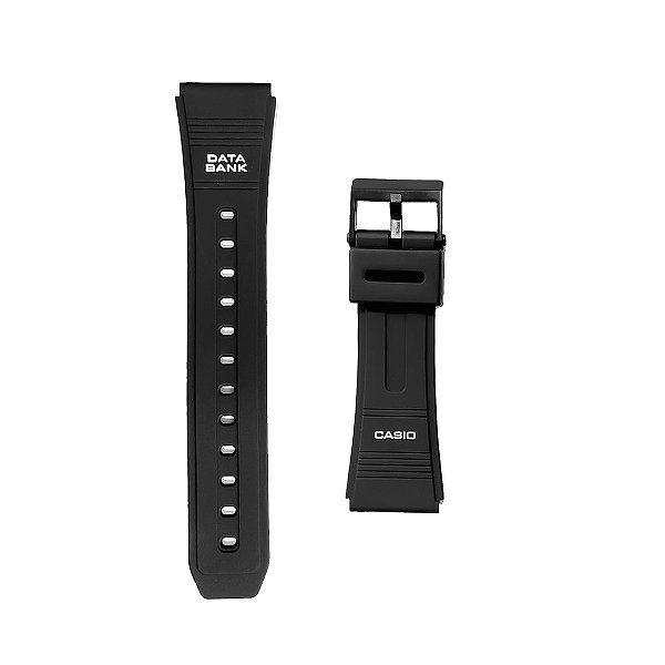 Pulseira para Relógio Compatível com Casio DATA BANK Borracha Preto Encaixe 22mm Completa com Fivela