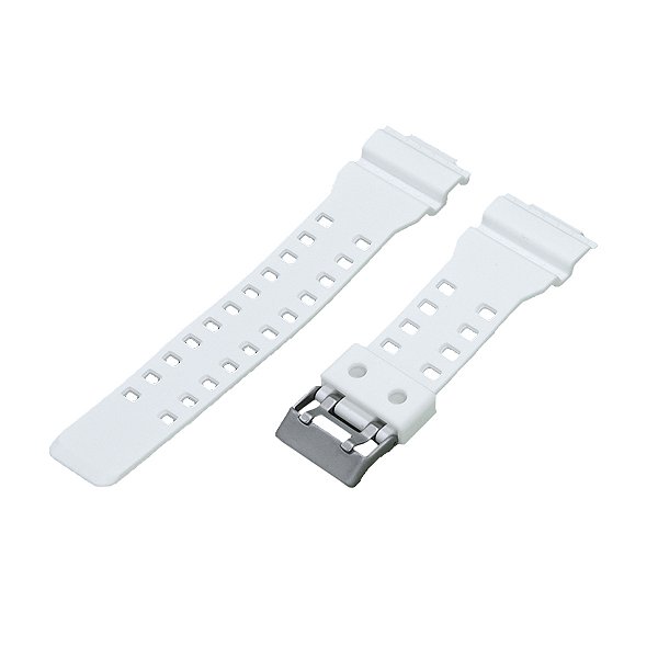 Pulseira para Relógio Compatível com Casio G-shock GA-100 Borracha Branco Completa Com Fivela