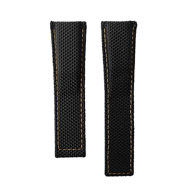 Pulseira para Relógio Compatível com Tag Heuer Nylon Preto e Costura Rose Encaixe 24mm/ Fivela 20mm