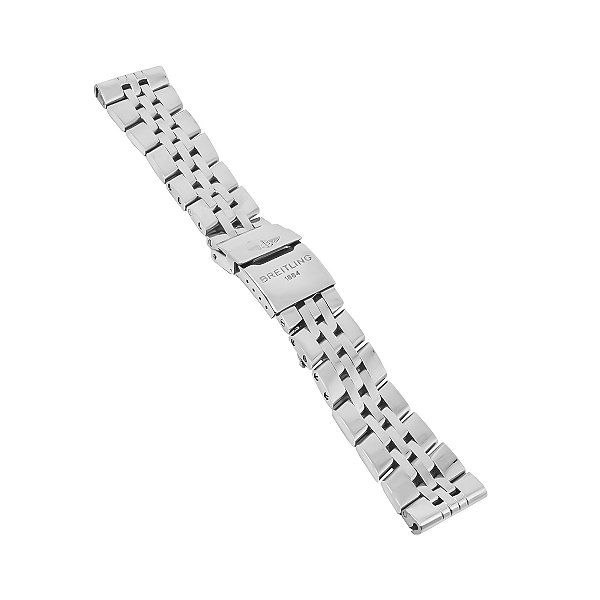 Pulseira para Relógio Compatível com Breitling Navitimer/ Chronomat/ Blackbird Prata Encaixe 24mm
