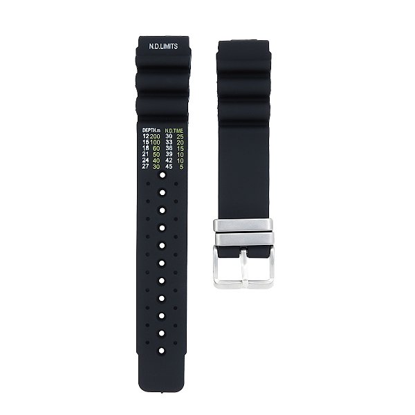 Pulseira para Relógio Compatível com Citizen Sport Marine Borracha Preto Encaixe 20mm/ Fecho 18mm