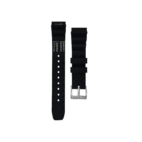Pulseira para Relógio Compatível com Citizen Promaster Eco Diver Borracha Preto Encaixe 20mm/ Fecho 18mm