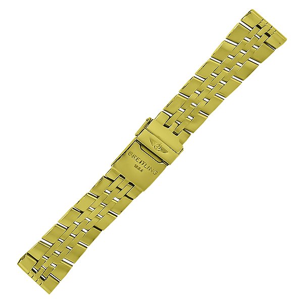 Pulseira para Relógio Compatível com Breitling Navitimer/ Chronomat/ Blackbird Dourado Encaixe 22mm