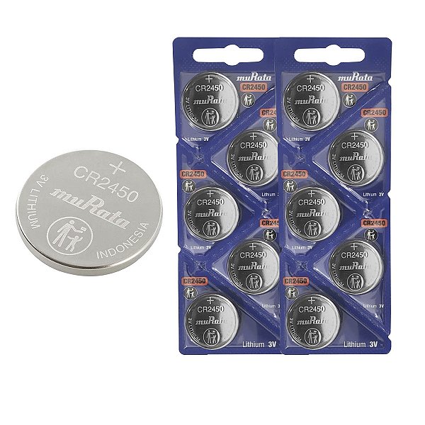2 Cartelas 10 Unidades Bateria de Lítio Cr2450 3v Murata