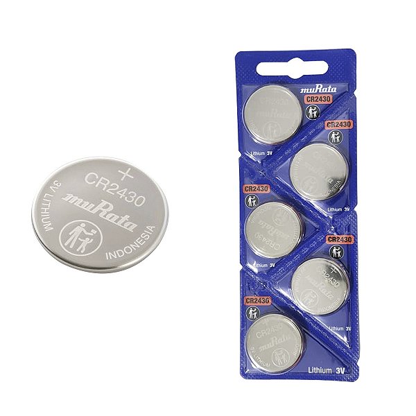 1 Cartela 5 Unidades Bateria de Lítio Cr2430 3v Murata