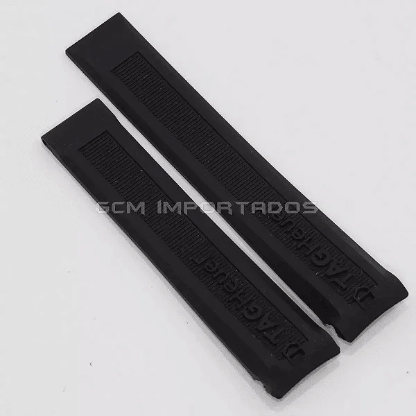 Pulseira para Relógio Compatível com Tag Heuer Aquaracer em Silicone Preto 20mm