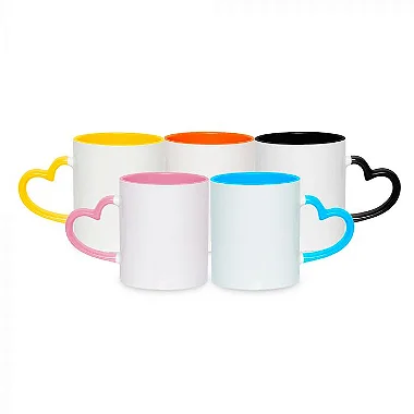 Caneca Cerâmica com Alça de Coração Personalizada 325ml