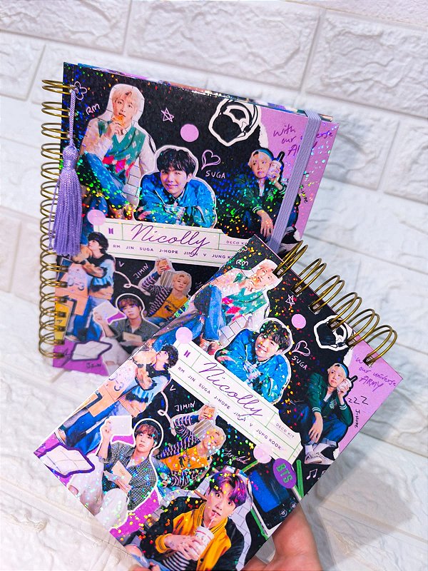 Kit BTS - Planner Permanente A5 e bloquinho A6 - Nome Personalizado