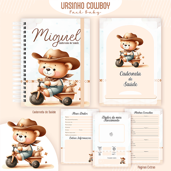 Caderneta da Saúde | Ursinho Cowboy