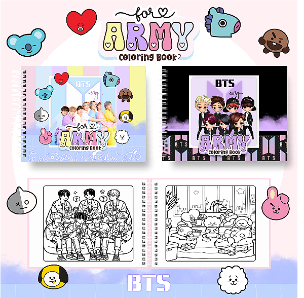 Livro Caderno de Colorir BTS | BT21 - For Armys