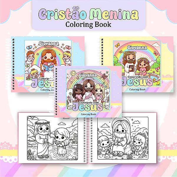 Livro Caderno de Colorir | Colorindo com Jesus - Cristão Menina