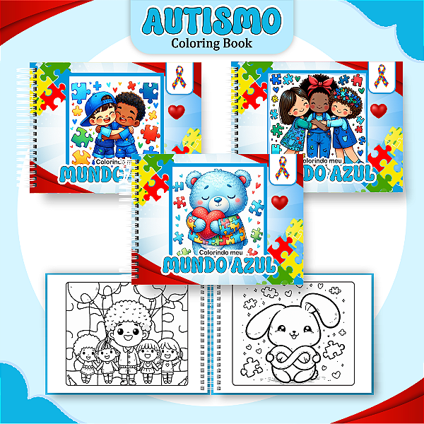Livro Caderno de Colorir | Colorindo o Azul com Amor - Autismo