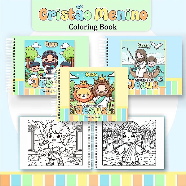 Livro Caderno de Colorir | Colorindo com Jesus - Cristão Menino
