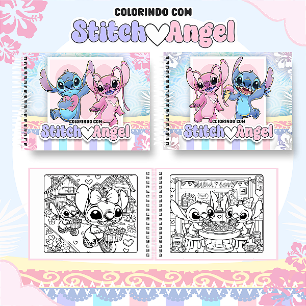 Livro Caderno de Colorir | Stitch e Angel